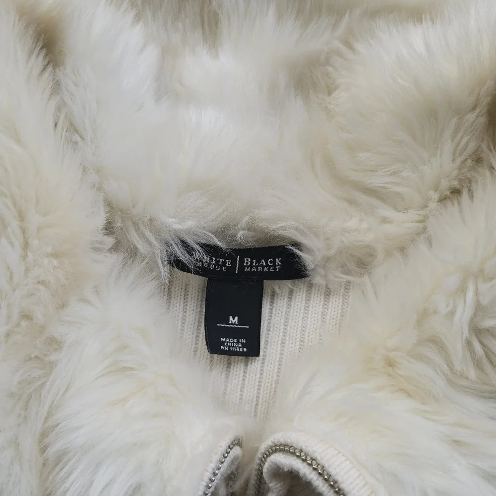 VTG Y2K Faux Fur Bratz Knit Jacket Cvnty Medium Snow Baddie - Picture 2 of 3